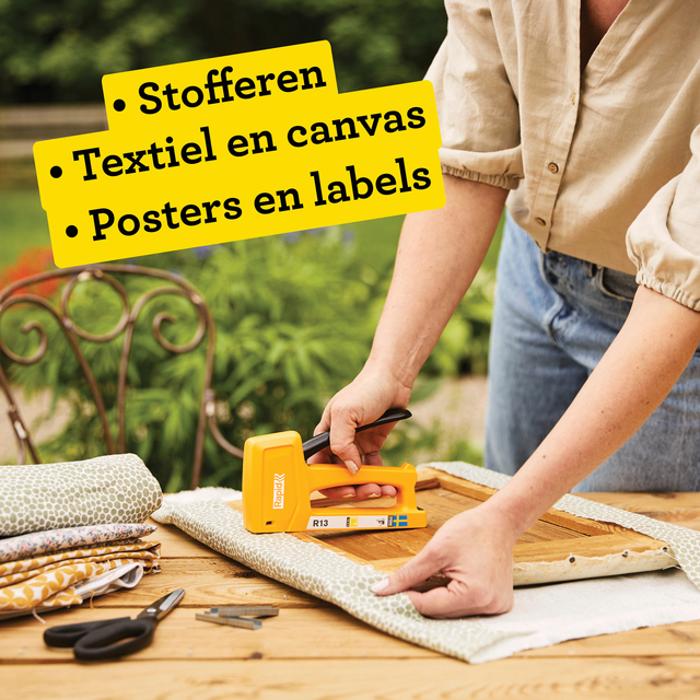 stapler, stapling, canvas, textiel, textiel en canvas