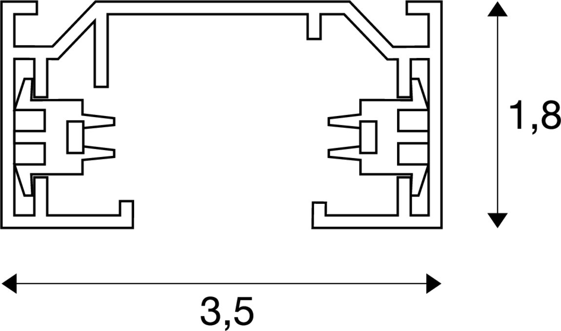 1-Fase Spanningsrail zilvergrijs 2m