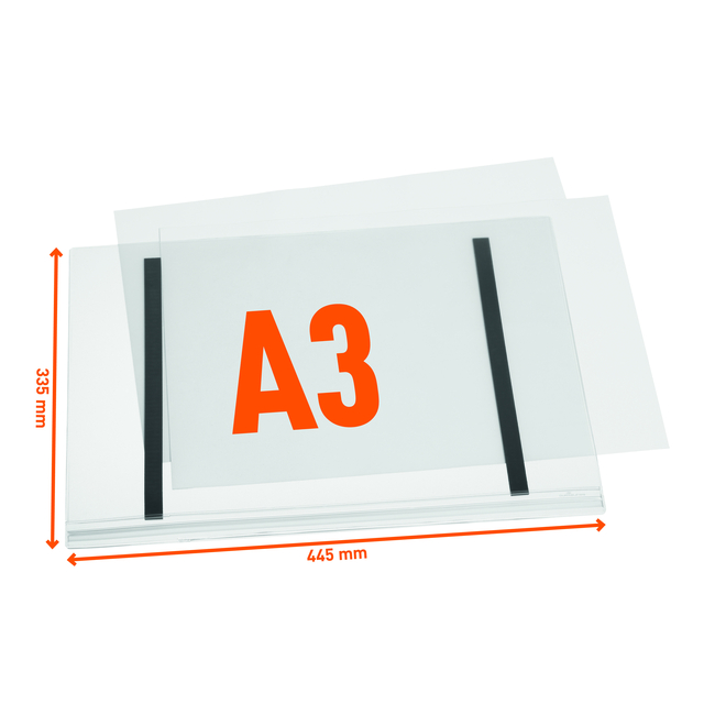 A3, papierformaat, documenthouder, kunststof, helder wit