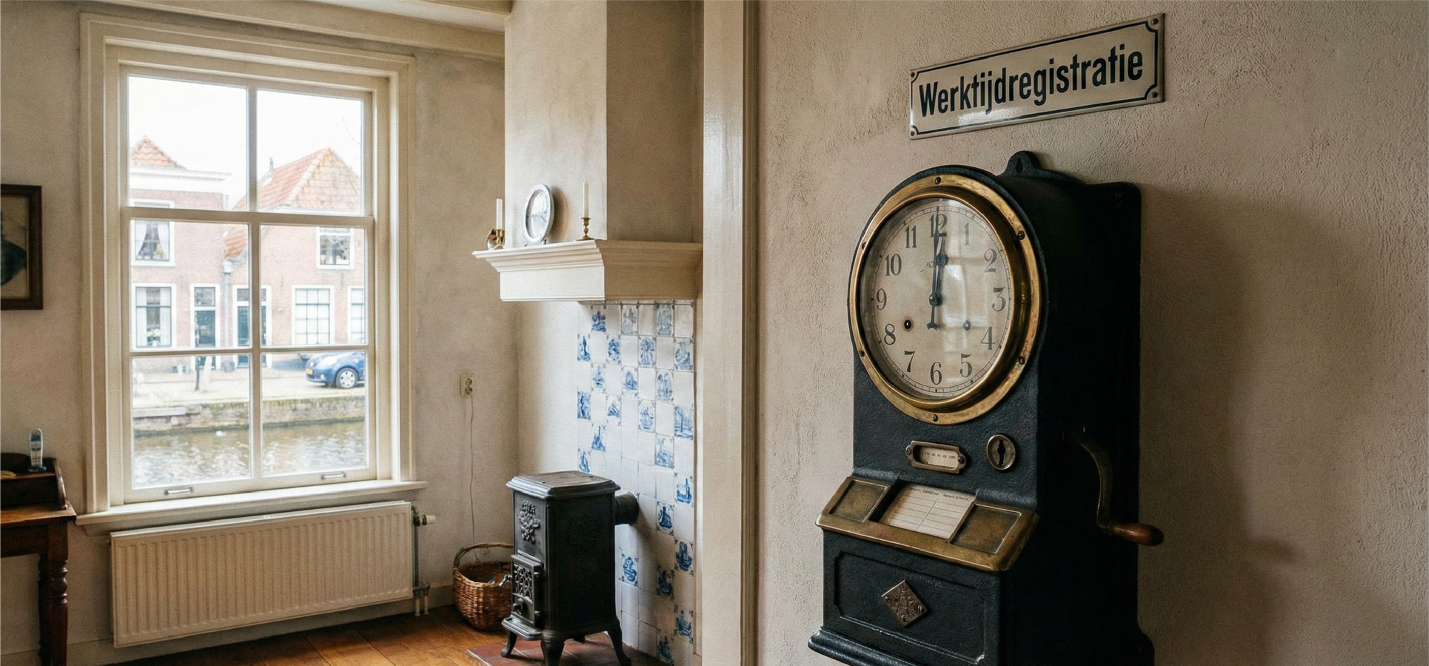 ouderwetse tijdklok voor uren registratie