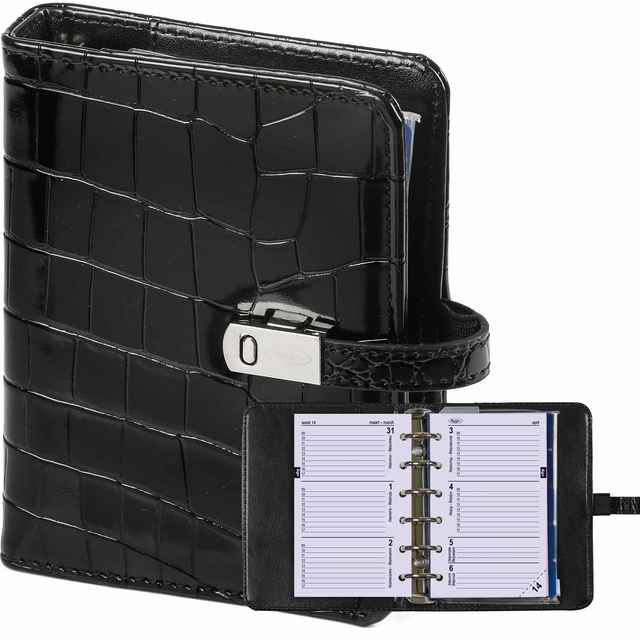 Organizer Kalpa Pocket inclusief agenda 2025-2026 7dagen/2pagina's croco zwart