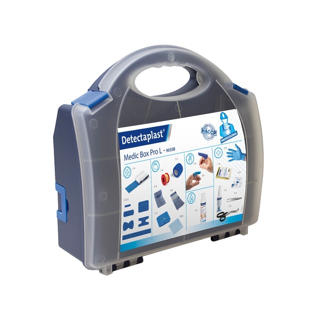 EHBO-koffer, kunststof koffer, grijs en blauw, medische benodigdheden