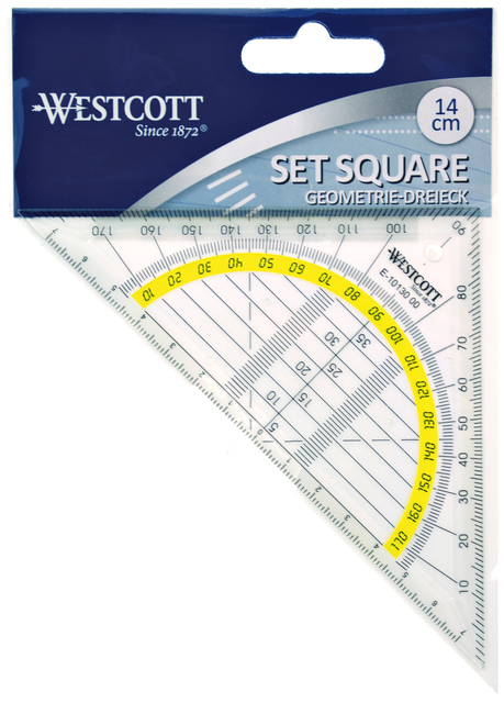 Geodriehoek Westcott 14cm transparant