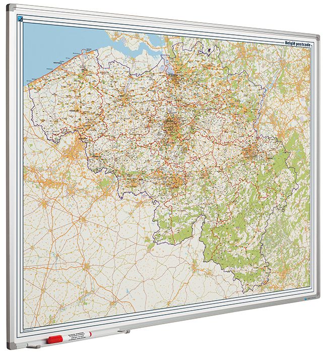 Landkaart whiteboard Softline profiel 8mm, België PC - 100x130 cm