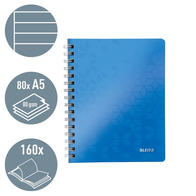 notebook, spiral-bound, blue notebook, A5, 80gsm paper