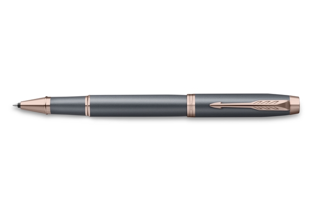 balpen, rollerpen, grijze pen, metalen details, klem met clip