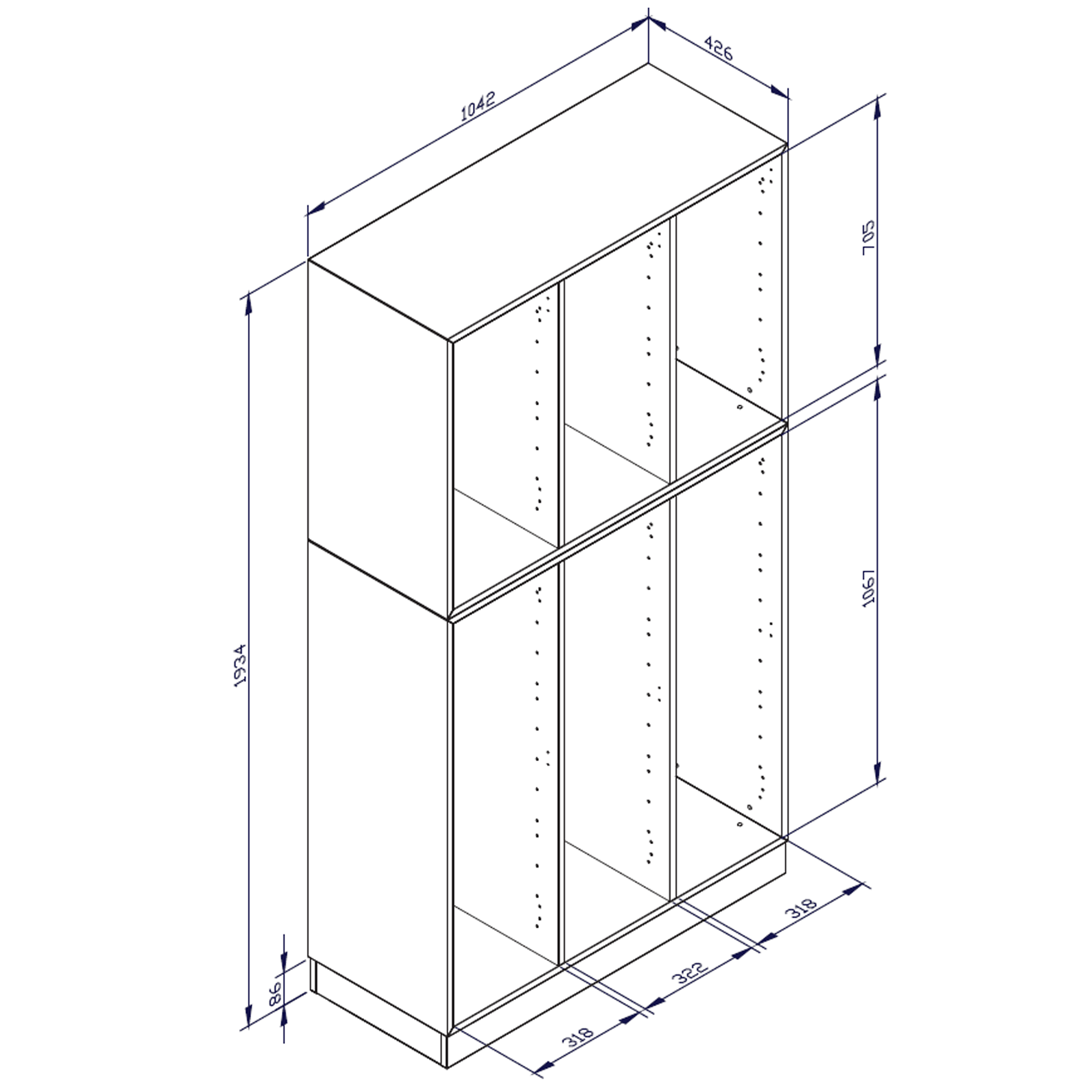qickly® kast, 5 ordnerhoogtes, 2 deuren, 6 grote Ergo Tray bakken - B/H/D: 104,2x176x42,6 cm