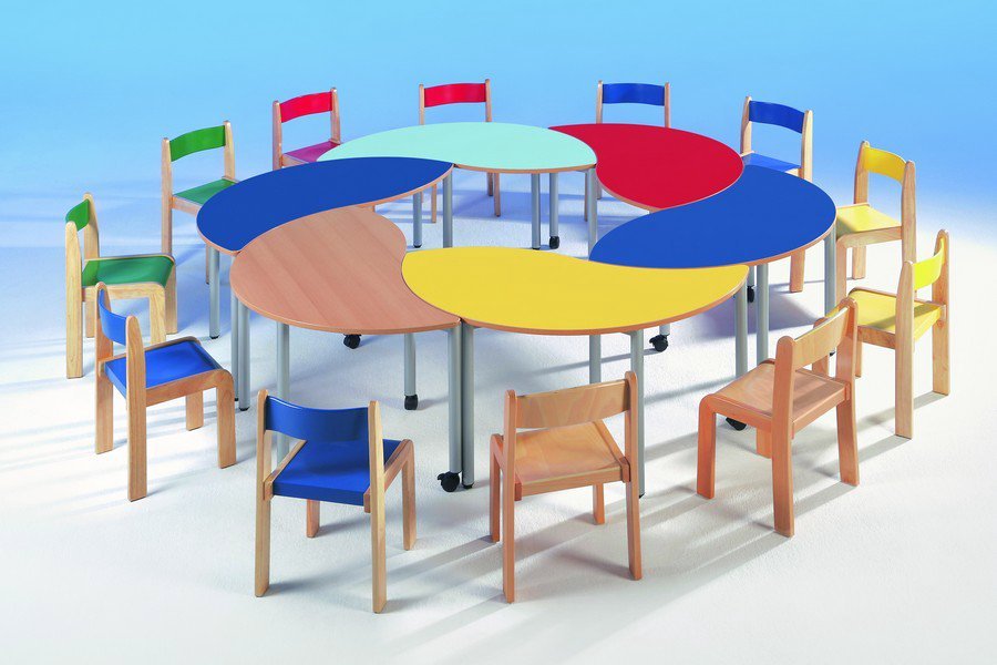 Halfronde golfvormige tafel Swing-it Steely verstelbare hoogte