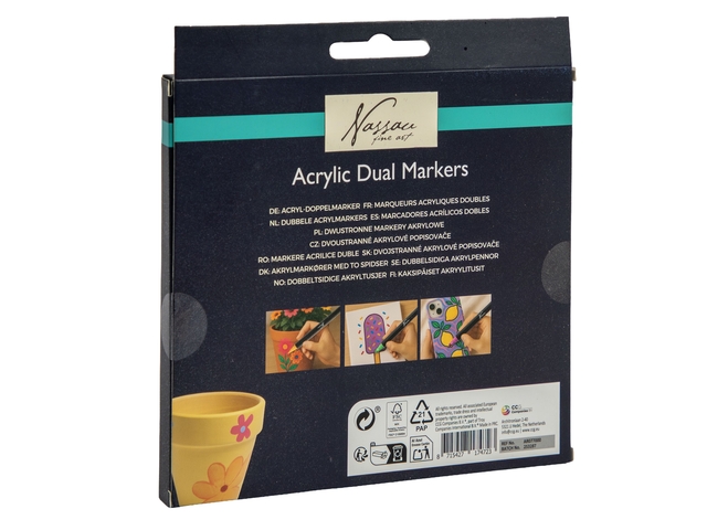 Acrylmarker Nassau Dual tip set à 12 kleuren