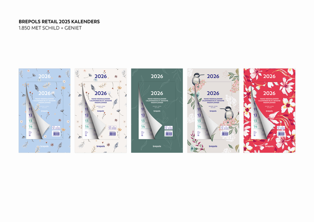 Weekkalender 2026 Brepols 190x130 7dagen/1pagina Fantasie assorti
