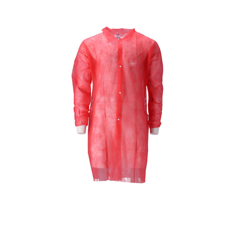 CMT PP Non-woven Jas Rood maat L drukknopen doos 100st