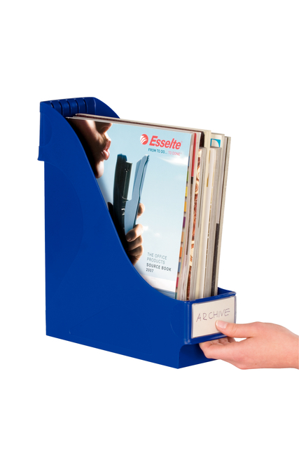 documenthouder, blauwe organizer, magazijnrek, opberger, handbediend
