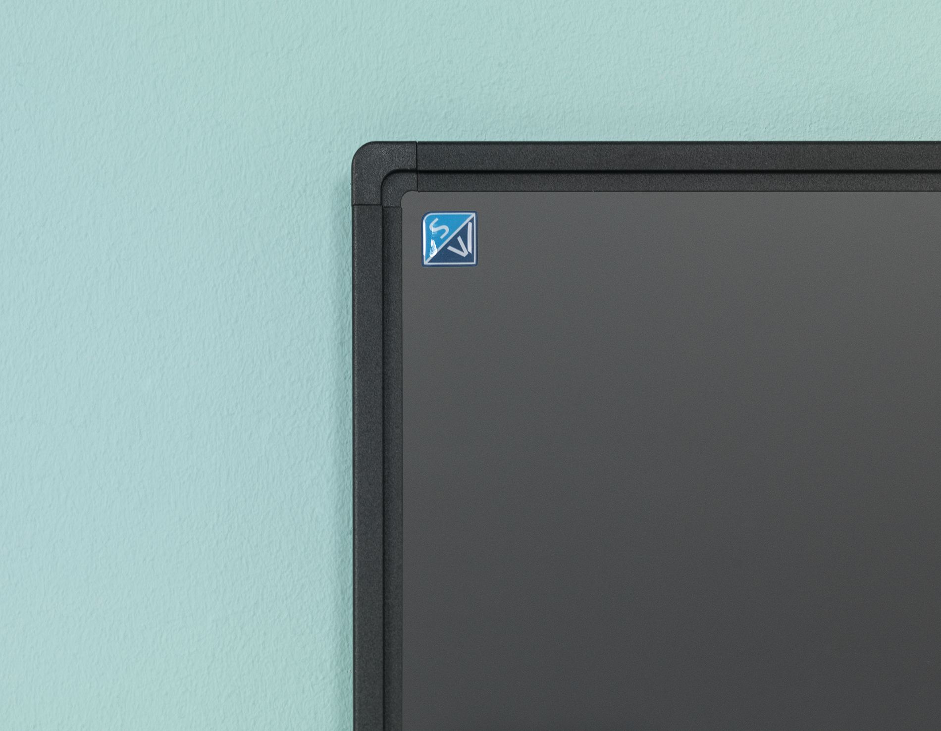 Krijtbord zwart Softline profiel 8mm, emailstaal grijs - 120x300 cm