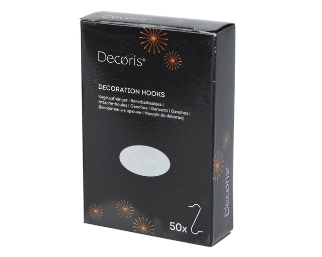 decoratiehaakjes, zilverkleurig, 50 stuks