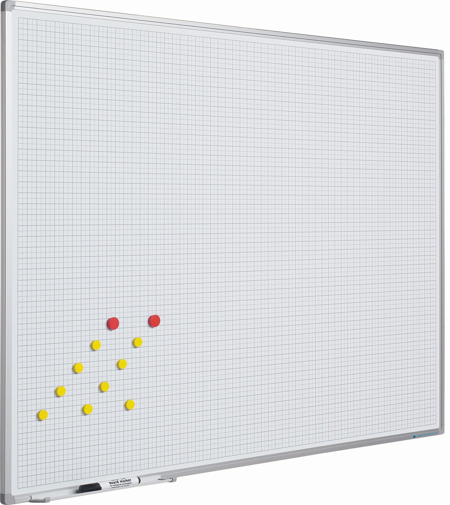 Geruit schrijfbord Softline profiel 8mm, wit 5x5 - 100x200 cm