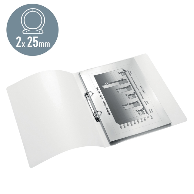 Ringband Leitz WOW A4 2-rings O-mechaniek 32mm PP wit