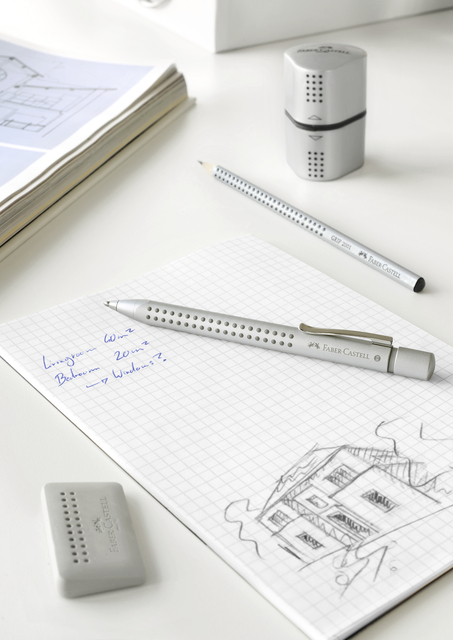 grip, potlood, notitieblok, architectonische schets, gum