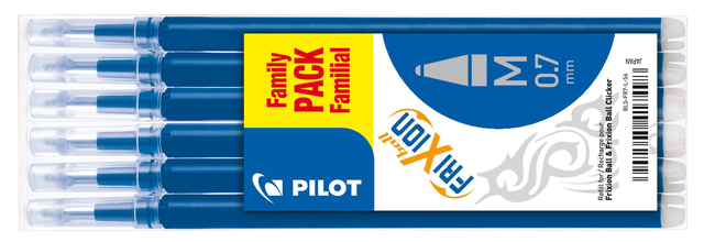 Rollerpenvulling PILOT friXion medium blauw set à 6 stuks
