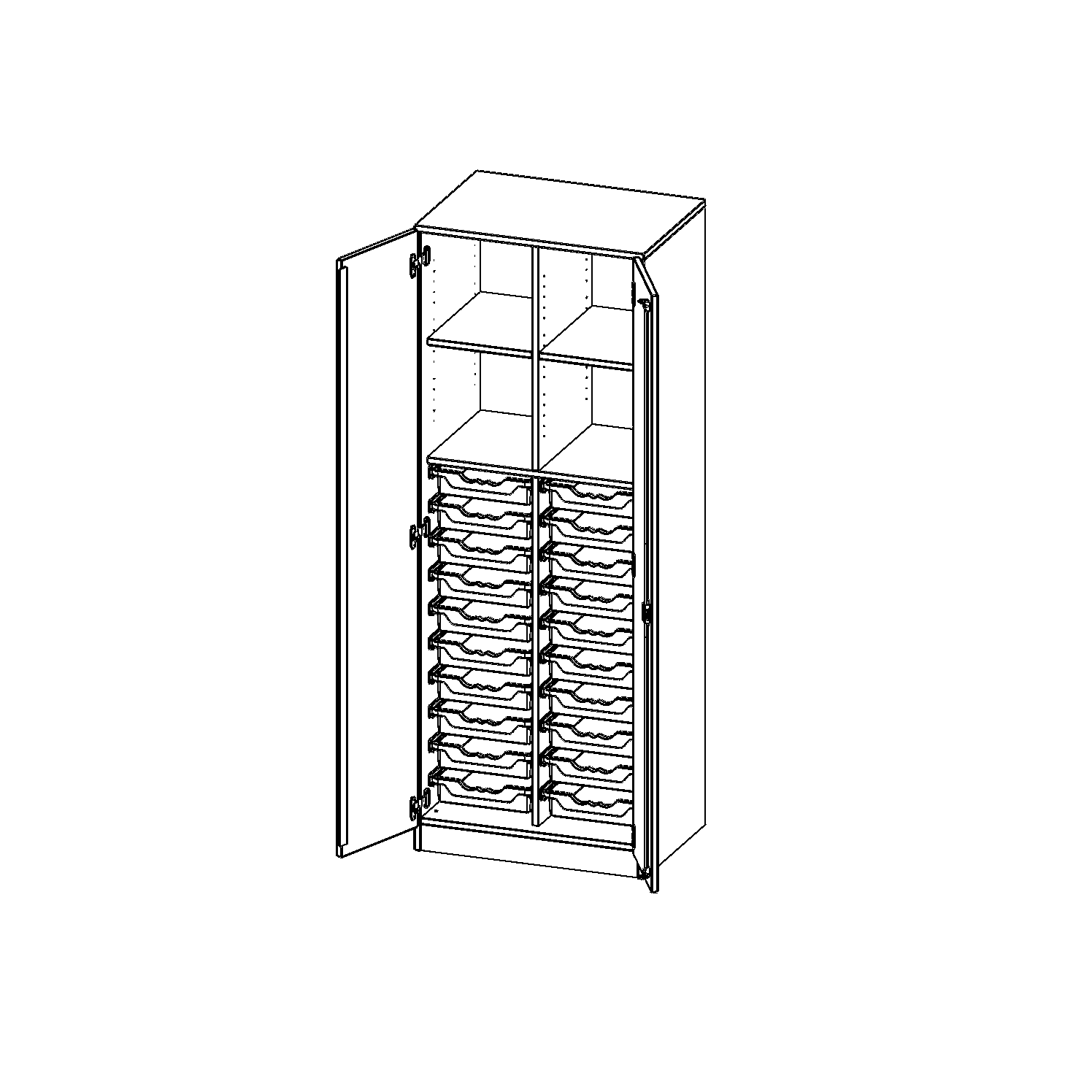 ErgoTray kast, twee rijen, 5 ordnerhoogtes - evo180 serie