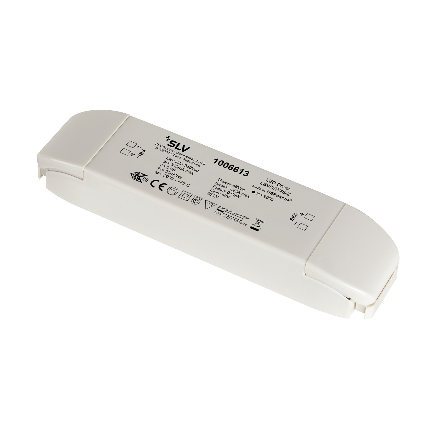LED voeding 48V 60W wit