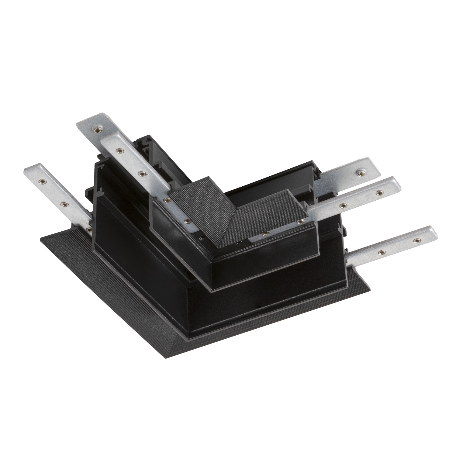 L-verbinder 48V TRACK inbouw diep rechts zwart