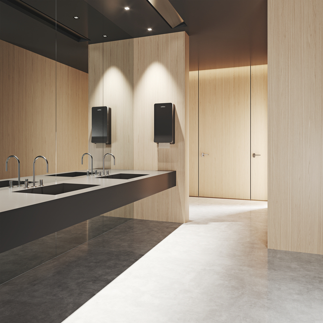 toilet, hand soap dispenser, sink, washroom, modern bathroom