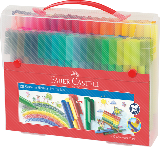 Kleurstift Faber-Castell Connector assorti cadeauset à 80 stuks