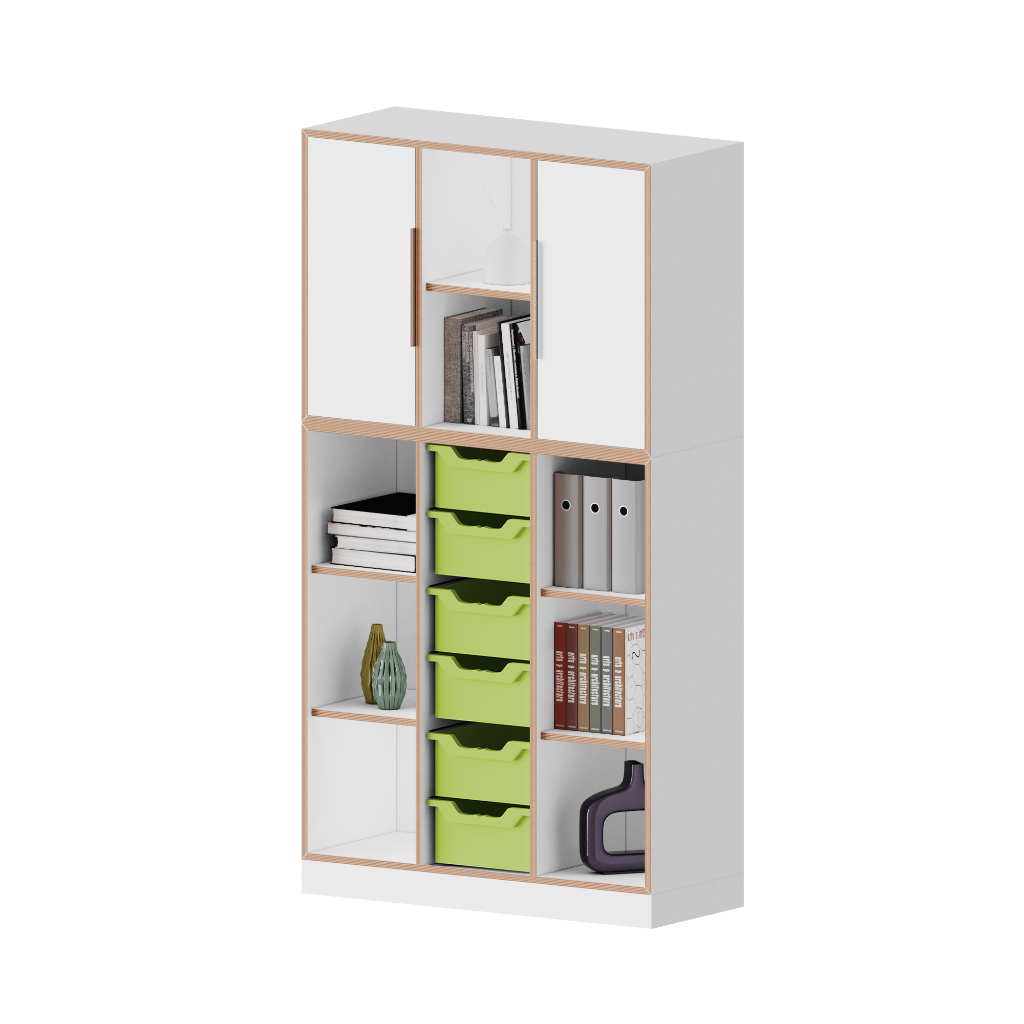 qickly® kast, 5 ordnerhoogtes, 2 deuren, 6 grote Ergo Tray bakken - B/H/D: 104,2x176x42,6 cm