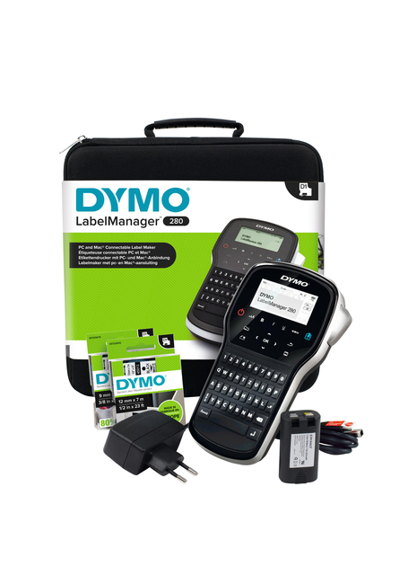 Labelprinter Dymo LabelManager 280 draagbaar qwerty 12mm zwart in koffer