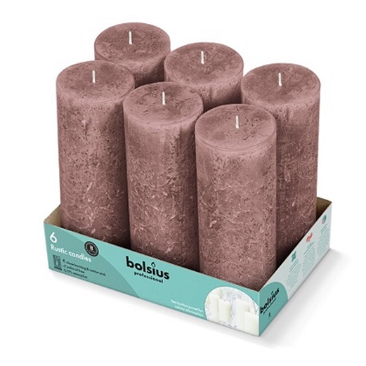 Bolsius Kaars Stomp Rustiek 68 x 19cm Suedebruin ds 2x6st