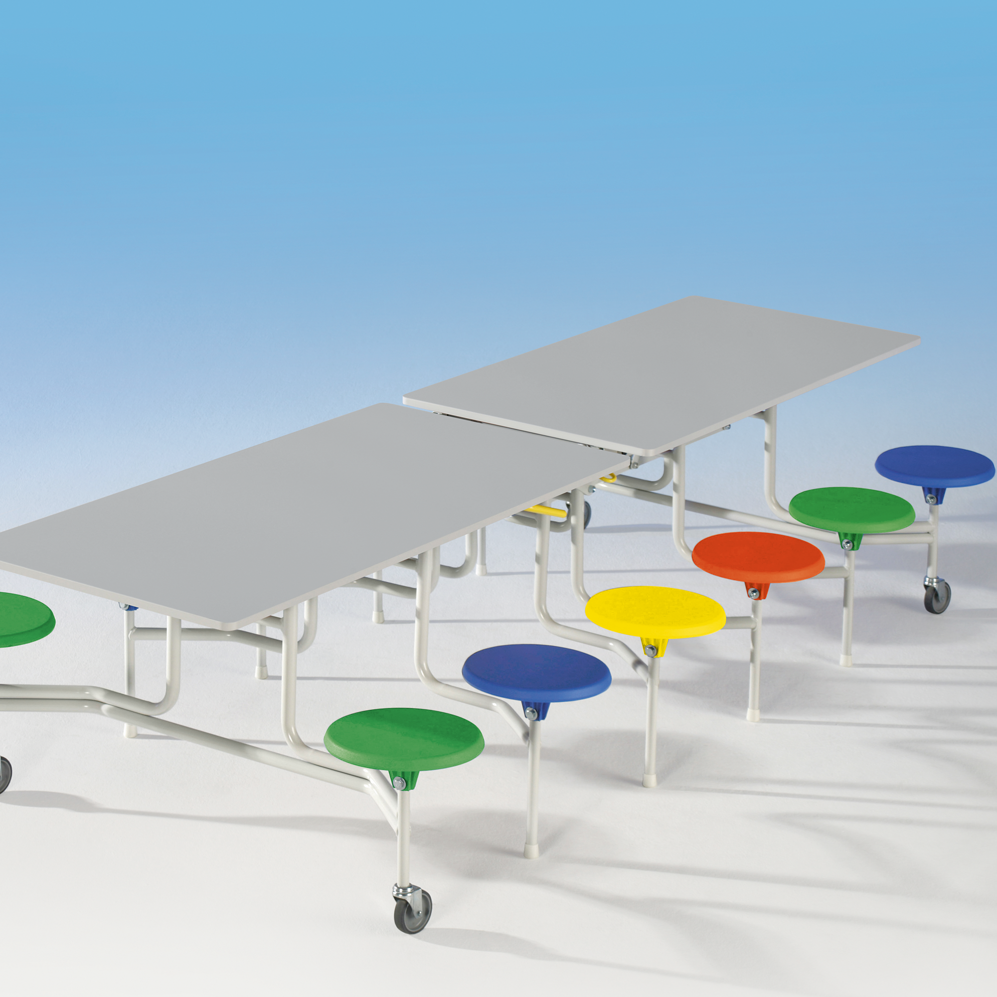 Spaceflex 2.0 klaptafel met geïntegreerde stoelen en gemelamineerde spaanplaat, rechthoekig