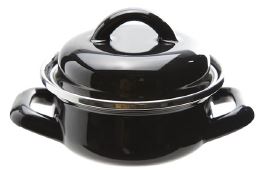 Serveerpan Zwart email 10cm 300ml 2 handvaten