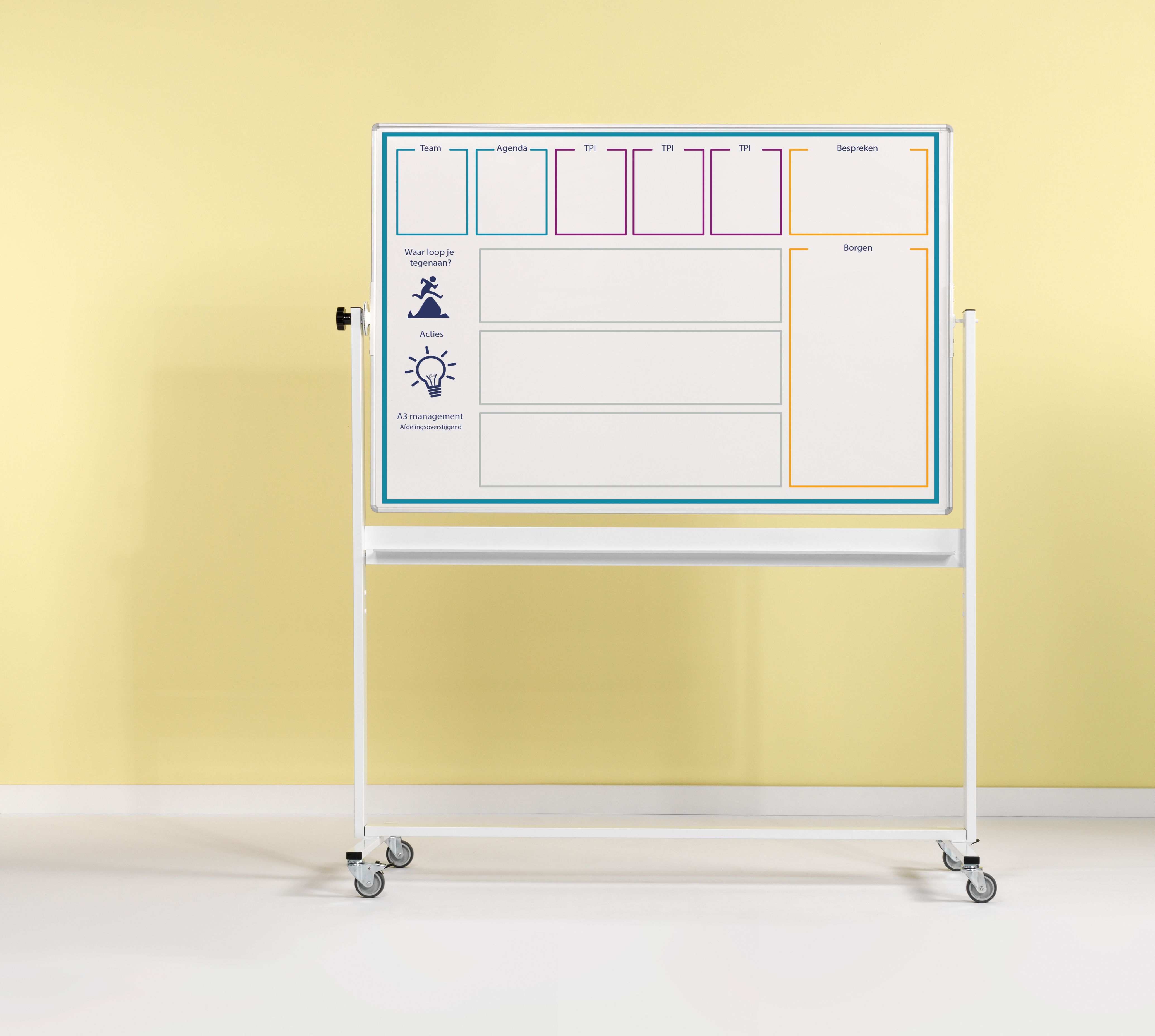Kantelbord whiteboard, dubbelzijdig bedrukt - 100x150 cm