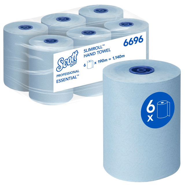 Handdoekrol Scott Essential Slimroll 1-laags 190m blauw 6696
