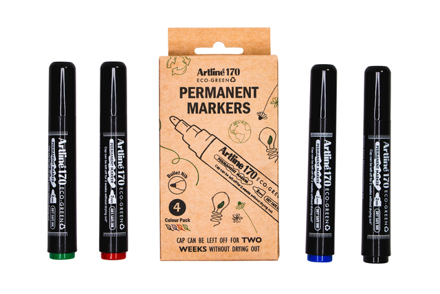 Permanent marker Artline 170 Dry Safe Eco rond medium ass 4 stuks