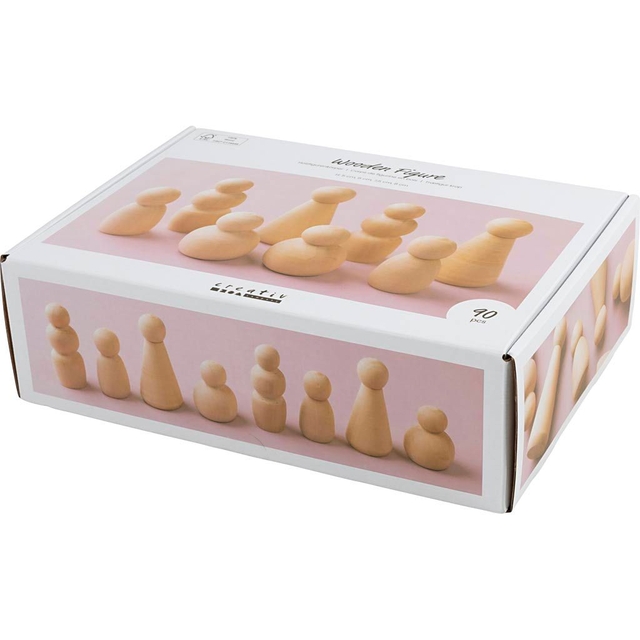 houten figuren, spelfiguren, set, 90-delige, miniatuur