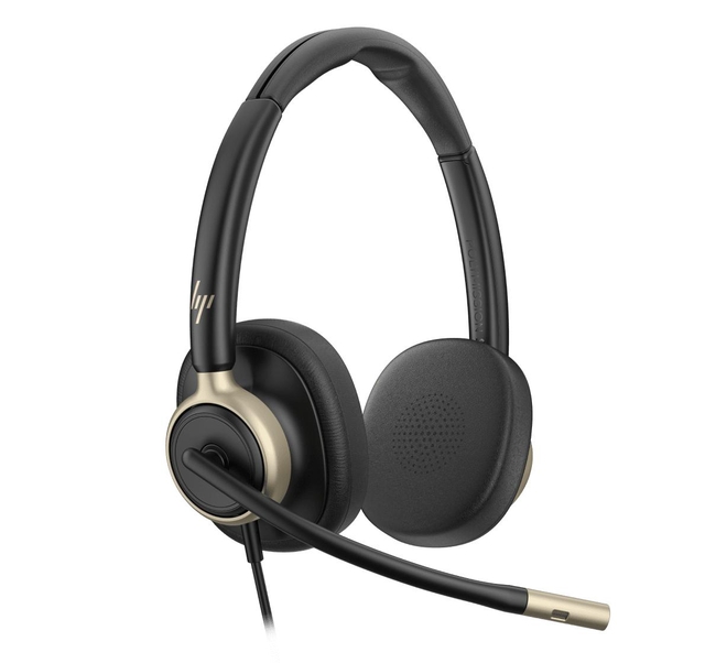 koptelefoon, over-ear, headset, microfoonarm, kleur: zwart-goud