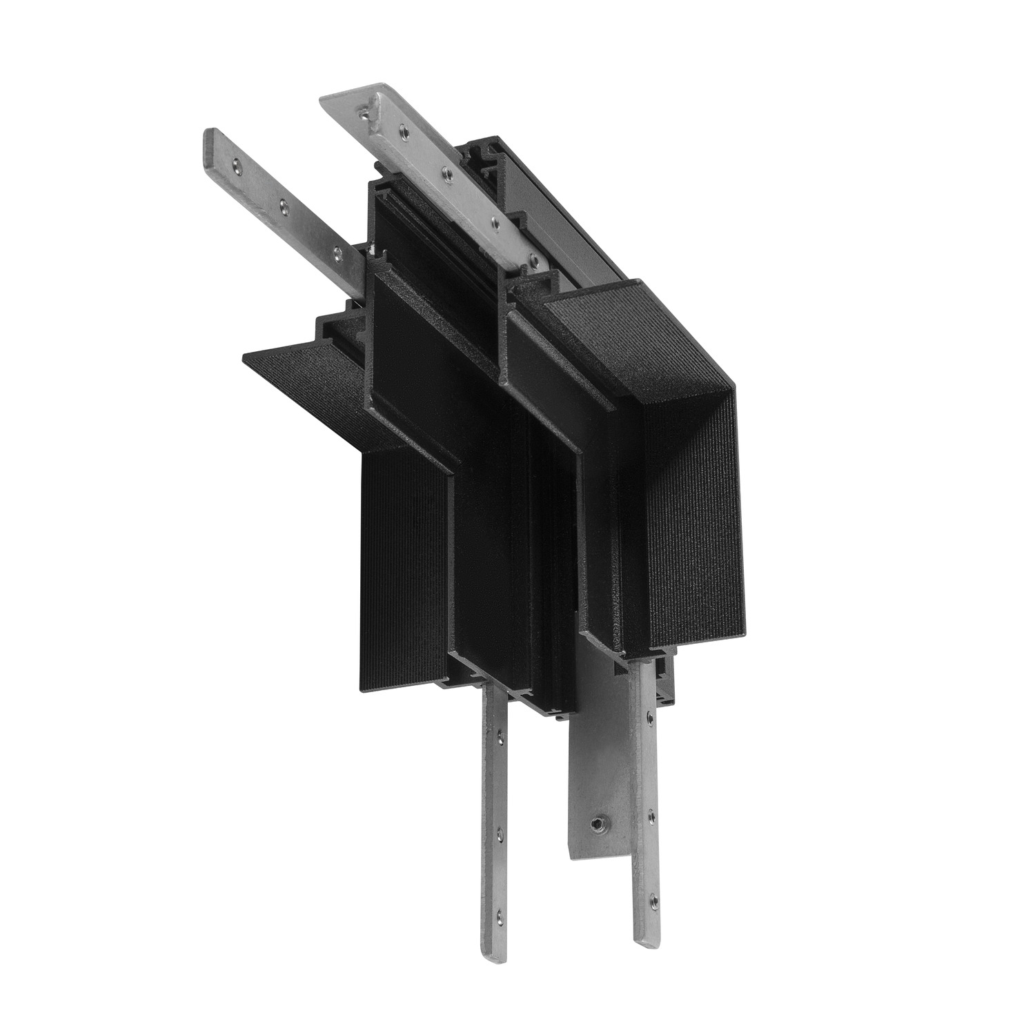 L-verbinder 48V TRACK inbouw diep stereo zwart