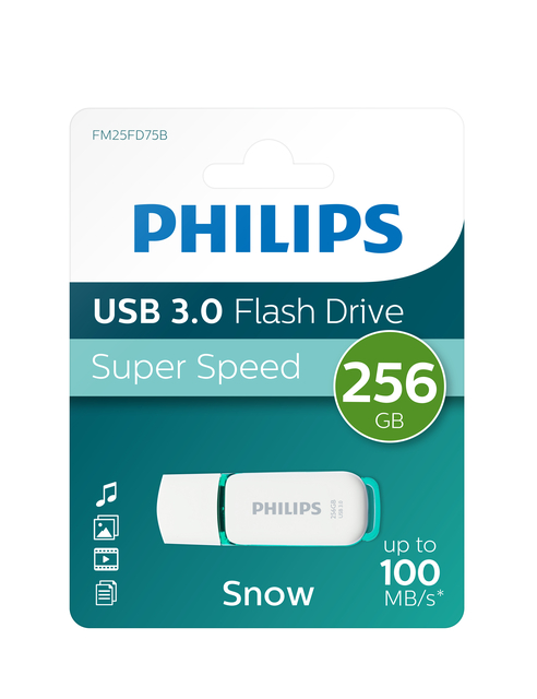 USB 3.0 flash drive, 256 GB, phillips, Snow, metal housing