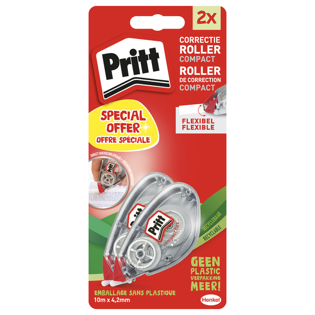 Correctietape Pritt Compact Flex 4.2mmx10m blister à 2 stuks