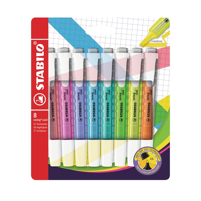 Markeerstift STABILO Swing cool 275/8 Wow assorti etui à 8 stuks