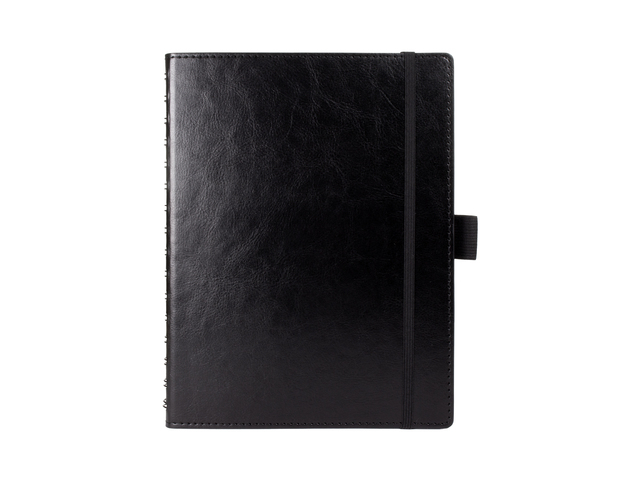 agenda, notitieboek, leren, zwart, elastiek
