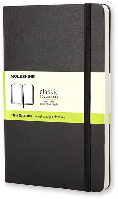 Notitieboek Moleskine large 130x210mm blanco hard cover zwart