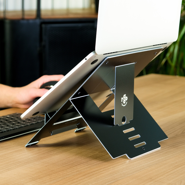 Laptopstandaard R-Go Tools Riser Flexible zwart