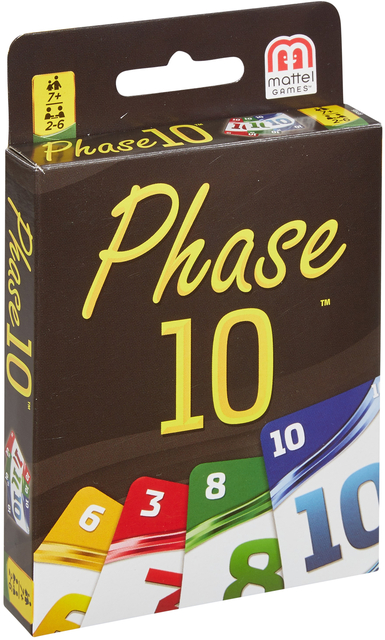 Phase 10, juego de cartas, juego de mesa, fichas multicolores, tiras de colores