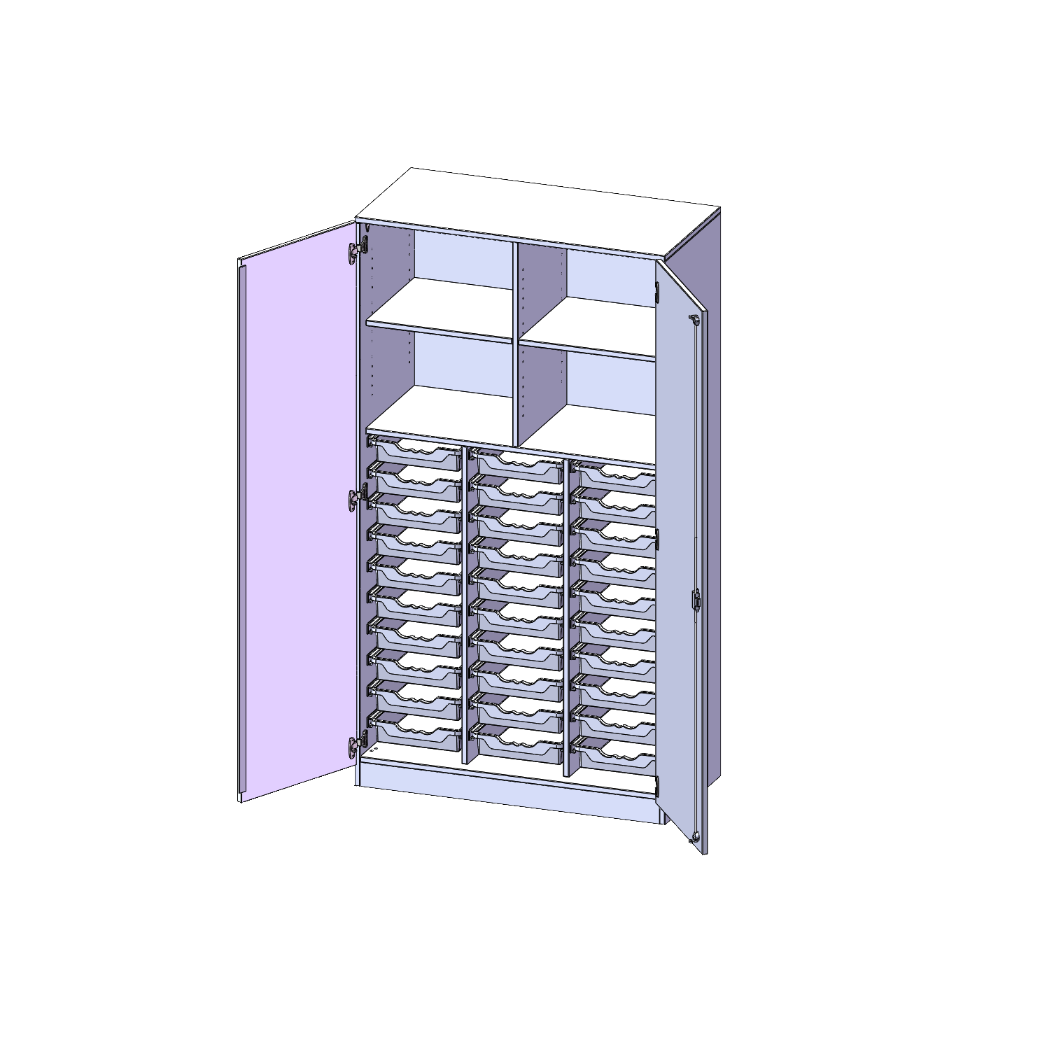 ErgoTray kast, drie rijen, 5 ordnerhoogtes - evo180 serie