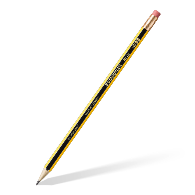 potlood, potloodgrootte HB, HB2, geel met zwart, made in germany
