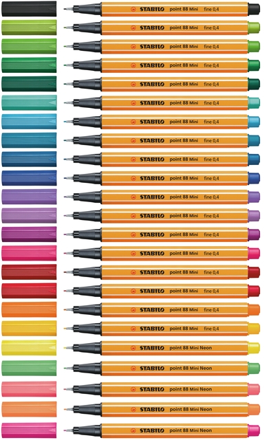 Fineliner STABILO point 88 Animal Vibes mini fijn assorti 8 stuks
