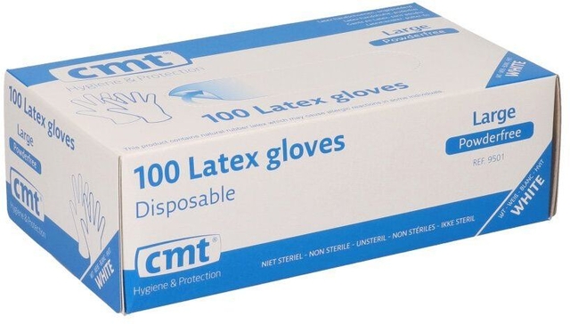 latex gloves, disposable, 100 gloves, white gloves, large
