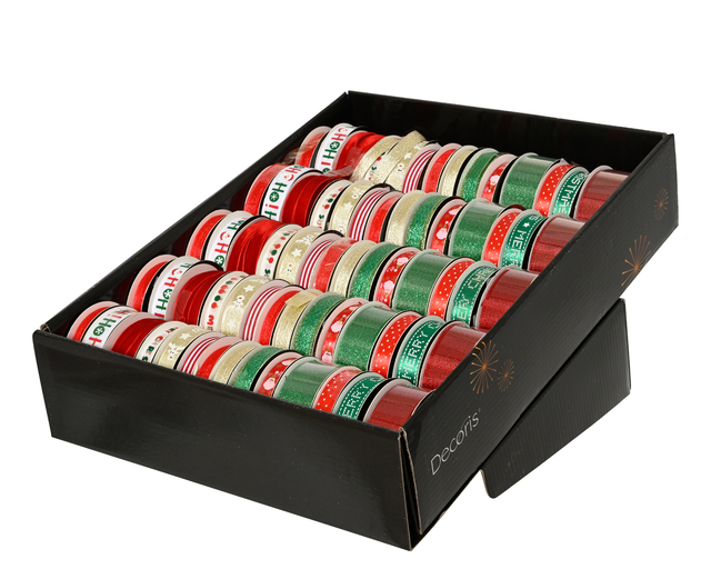 kerstlint, cadeaulint, rood en groen, gestreept lint, lintenset